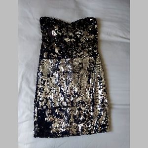 Sequined strapless mini dress